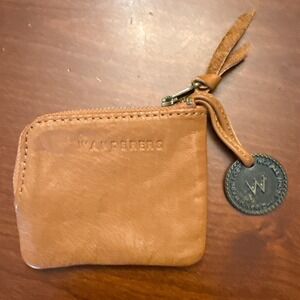 Wanderers Barcelona coin purse wallet zipper tan brown leather